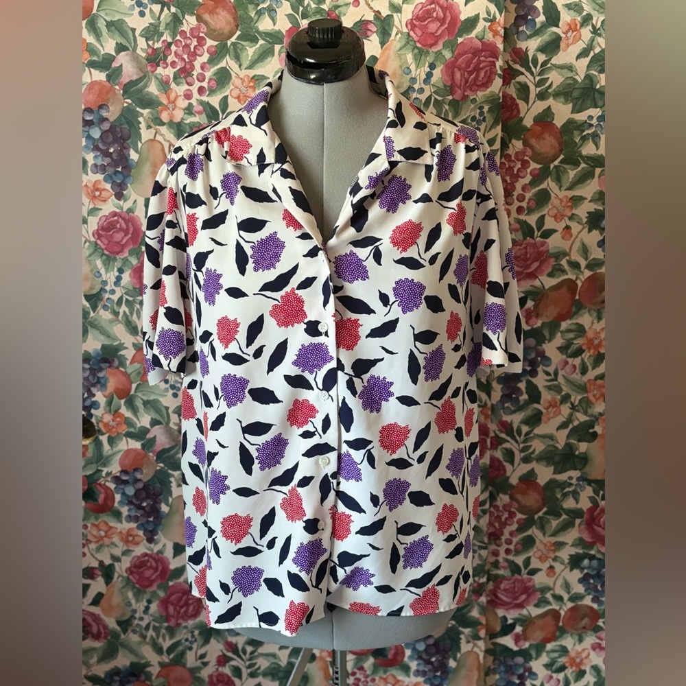 Haberdashery II, 1940s reproduction floral blouse, Size 22